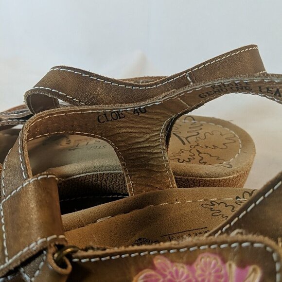 Spring Step L'Artiste Cloe Sandals 40 Leather Womens 8.5 9 Brown Tan Khaki Shoes - Picture 6 of 12